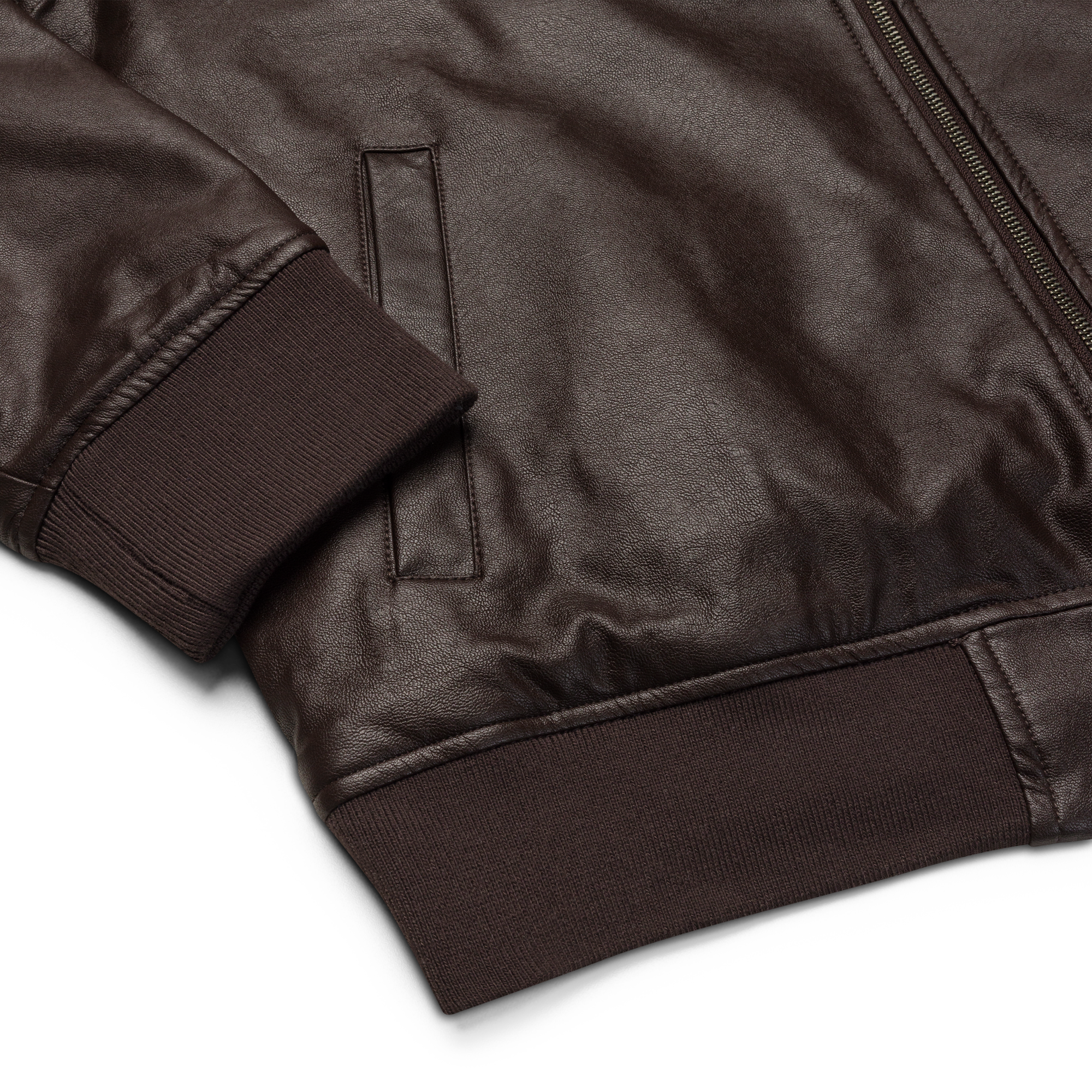 The Classic IGS PU Leather Bomber Jacket | Brown