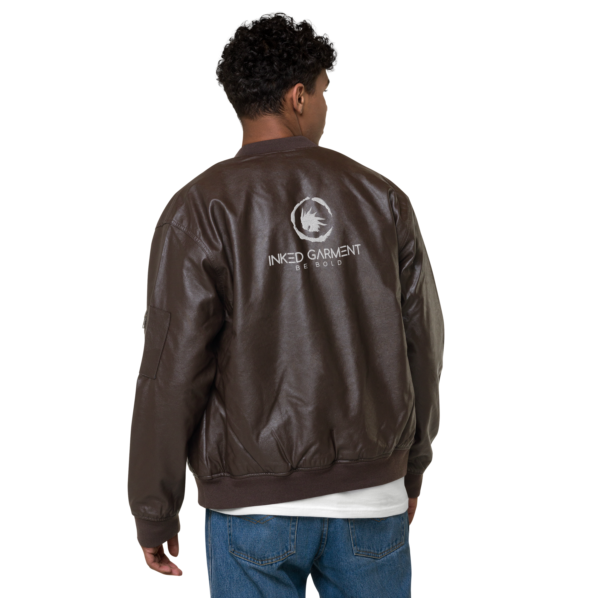 The Classic IGS PU Leather Bomber Jacket | Brown