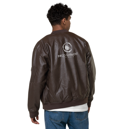 The Classic IGS PU Leather Bomber Jacket | Brown