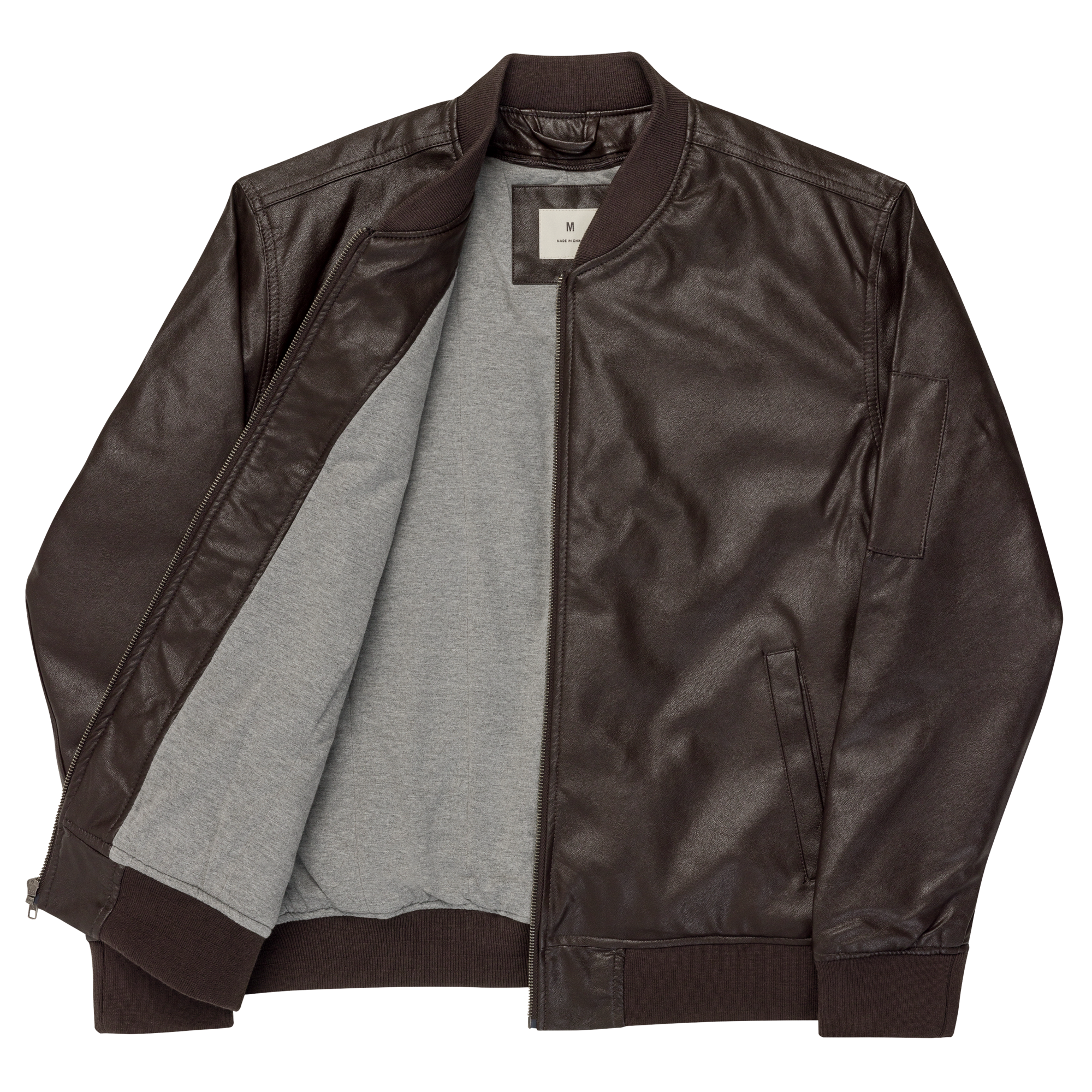 The Classic IGS PU Leather Bomber Jacket | Brown