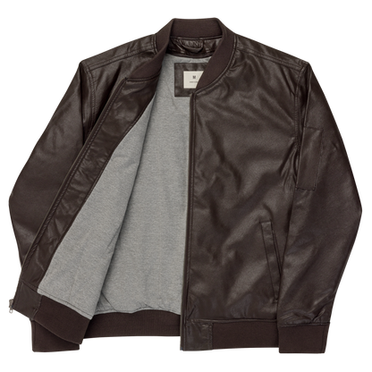 The Classic IGS PU Leather Bomber Jacket | Brown