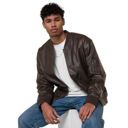 A man wearing Inked Garment 'The Classic' PU Leather Jacket