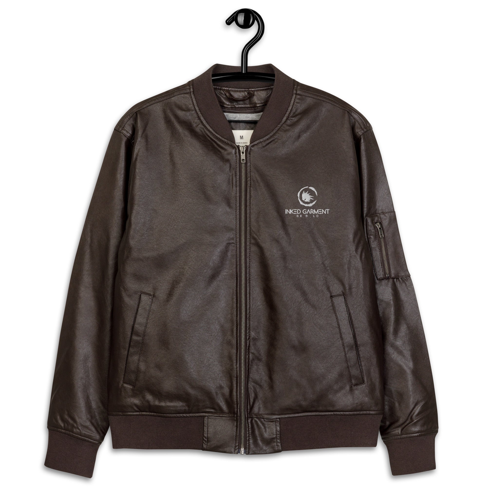 The Classic IGS PU Leather Bomber Jacket | Brown