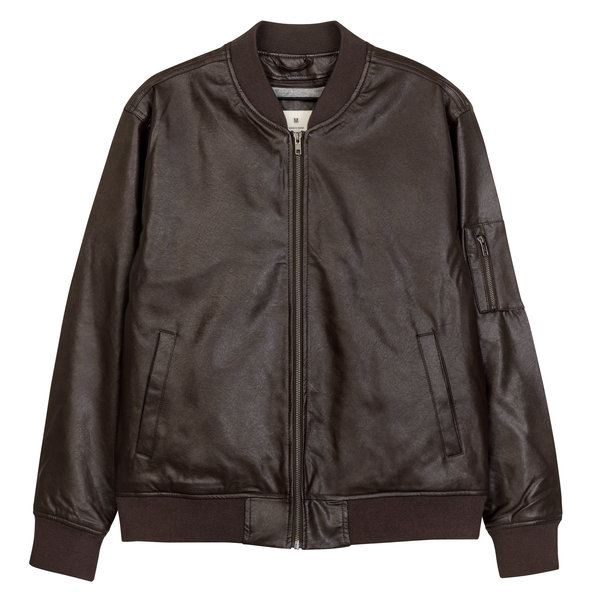 The Classic IGS PU Leather Bomber Jacket | Brown