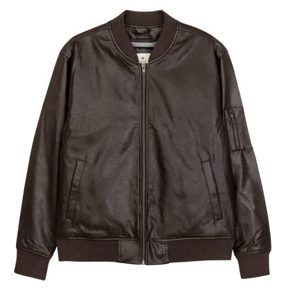 The Classic IGS PU Leather Bomber Jacket | Brown