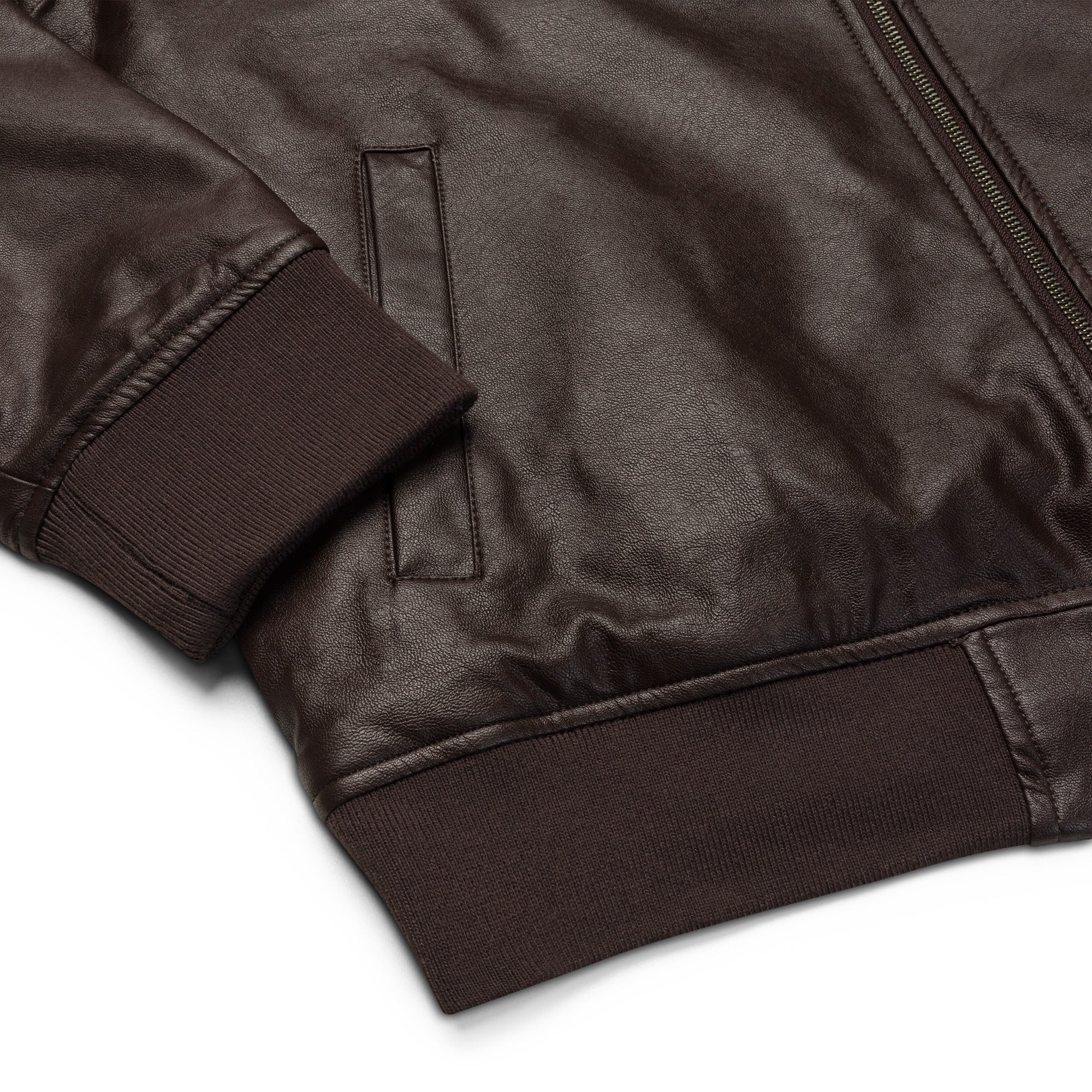 The Classic IGS PU Leather Bomber Jacket | Brown
