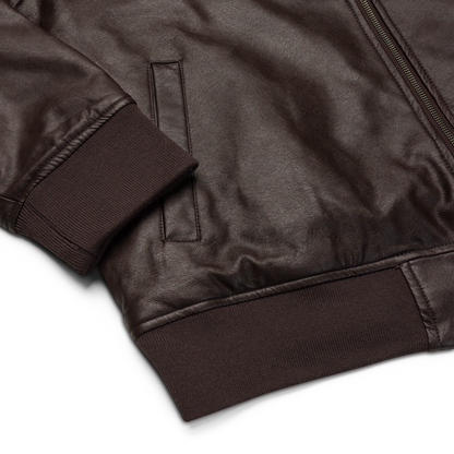 The Classic IGS PU Leather Bomber Jacket | Brown