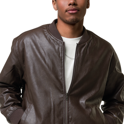 The Classic IGS PU Leather Bomber Jacket | Brown