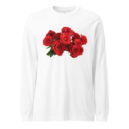 Red Roses Long Sleeve Tee White